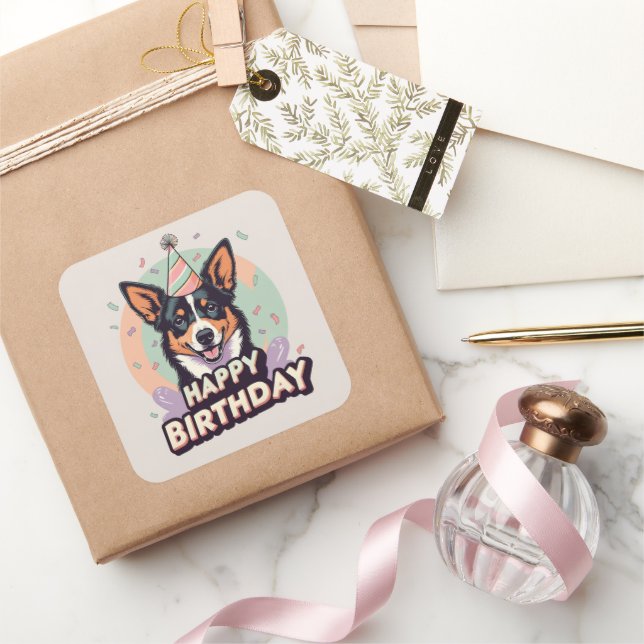 Australian Kelpie  Dog Colourful  Square Sticker (Gifting)