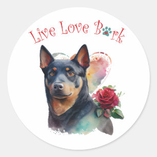 Australian Kelpie Dog Mom Floral Classic Round Sticker