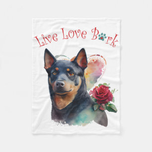 Australian Kelpie Dog Mom Floral Fleece Blanket