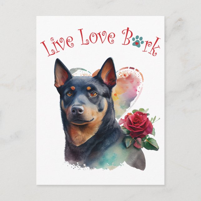 Australian Kelpie Dog Mom Floral Postcard (Front)
