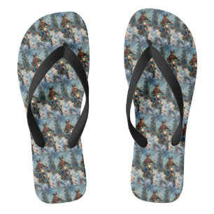 Australian Kelpie Dog Riding Motorcycle Christmas Flip Flops