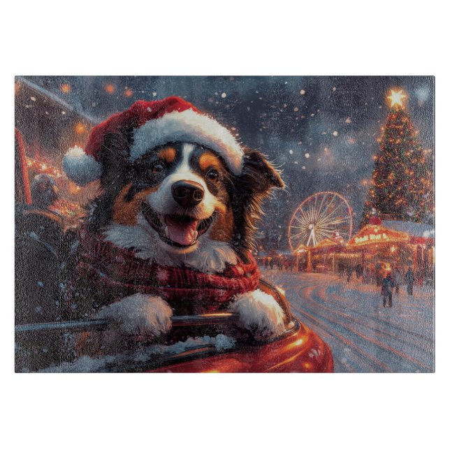 Australian Kelpie Dog Roller Coaster Christmas Cutting Board (Front)
