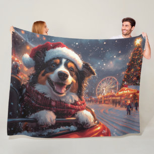 Australian Kelpie Dog Roller Coaster Christmas Fleece Blanket