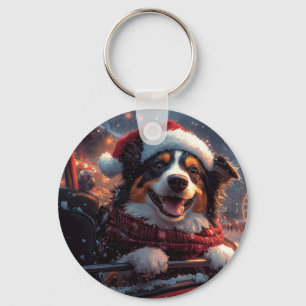 Australian Kelpie Dog Roller Coaster Christmas Keychain