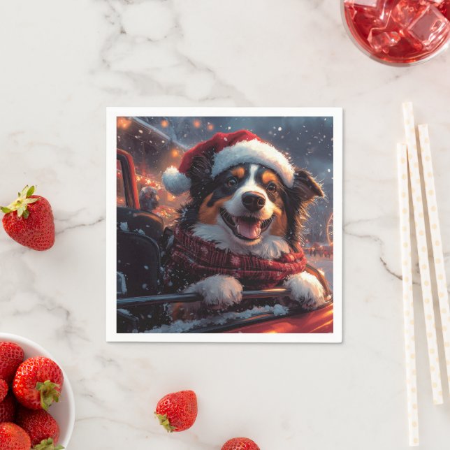 Australian Kelpie Dog Roller Coaster Christmas Napkin (Insitu)