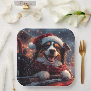 Australian Kelpie Dog Roller Coaster Christmas Paper Plate