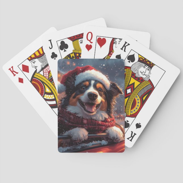 Australian Kelpie Dog Roller Coaster Christmas Playing Cards (Back)