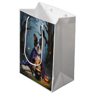 Australian Kelpie Dog Whimsical Halloween Painting Medium Gift Bag