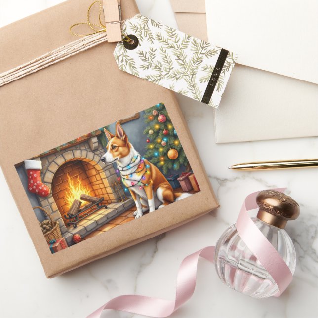 Australian Kelpie Fireplace with Christmas Lights Sticker (Gifting)