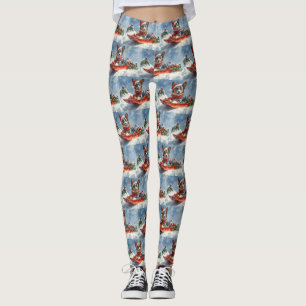 Australian Kelpie in Sledge Let it Snow Christmas Leggings