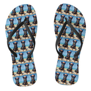 Australian Kelpie on Beach,dog lovers summer gift  Flip Flops