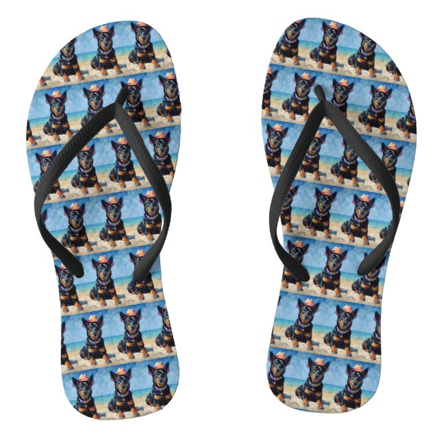 Australian Kelpie on Beach,dog lovers summer gift  Flip Flops (Footbed)