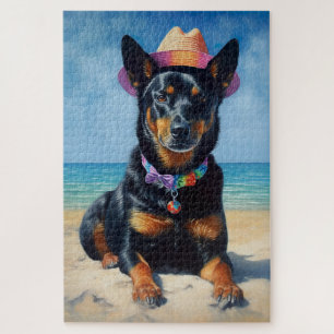Australian Kelpie on Beach,dog lovers summer gift Jigsaw Puzzle