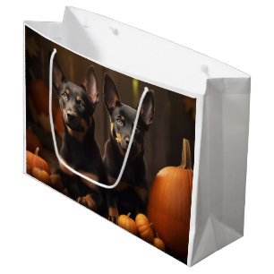Australian Kelpie Puppy Autumn Delight Pumpkin Large Gift Bag