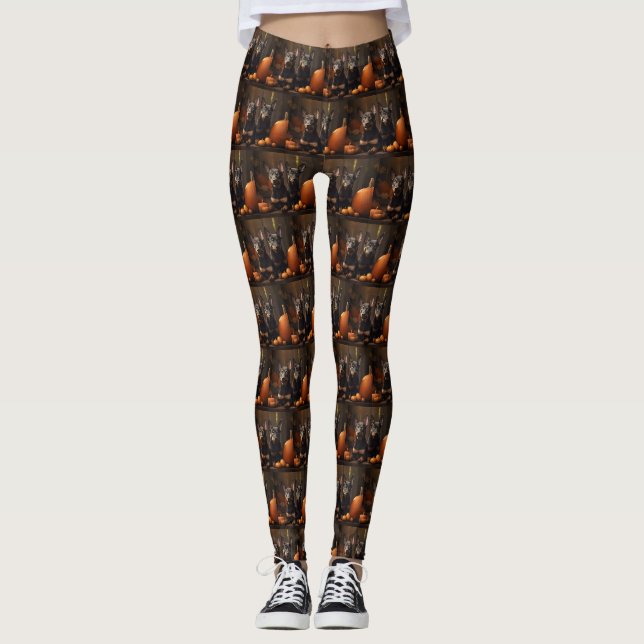 Australian Kelpie Puppy Autumn Delight Pumpkin Leggings (Front)