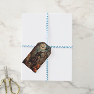 Australian Kelpie Riding Motorcycle Halloween  Gift Tags