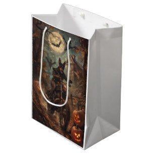 Australian Kelpie Riding Motorcycle Halloween  Medium Gift Bag