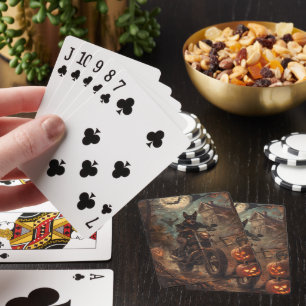 Australian Kelpie Riding Motorcycle Halloween Playing Cards