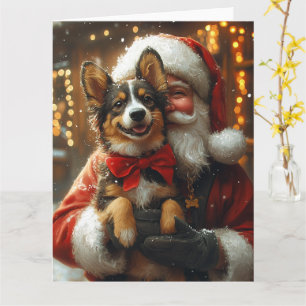 Australian Kelpie Santa Claus Festive Christmas Card