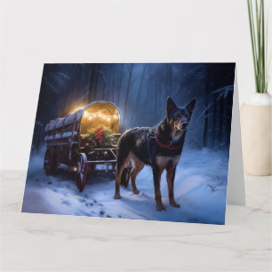 Australian Kelpie Snowy Sleigh Christmas Decor  Card