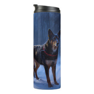 Australian Kelpie Snowy Sleigh Christmas Decor  Thermal Tumbler