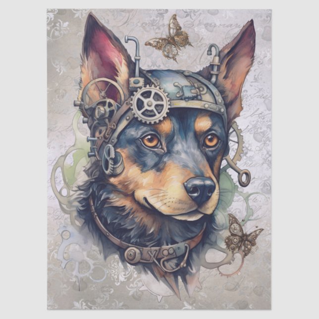 Australian Kelpie Steampunk Dog Tissue Paper (Front)
