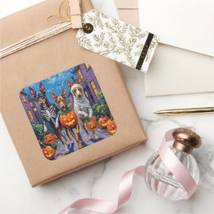 Australian Kelpie Trick-or-Treating Halloween  Square Sticker