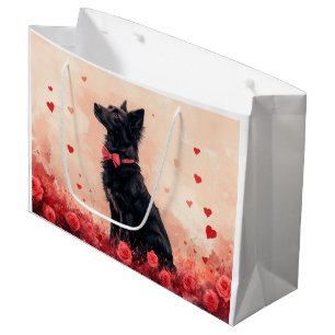 Australian Kelpie with Roses - Valentine's Day Large Gift Bag