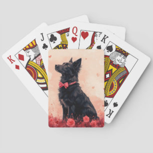 Australian Kelpie with Roses - Valentine's Day Playing Cards