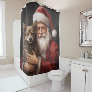 Australian Kelpie with Santa Claus Christmas