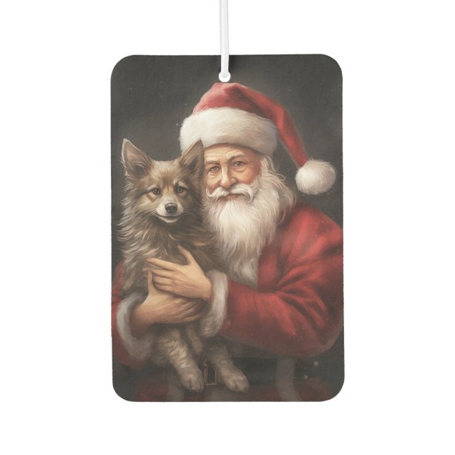 Australian Kelpie with Santa Claus Christmas Air Freshener (Front)