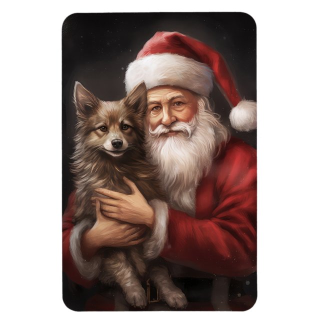 Australian Kelpie with Santa Claus Christmas Magnet (Vertical)