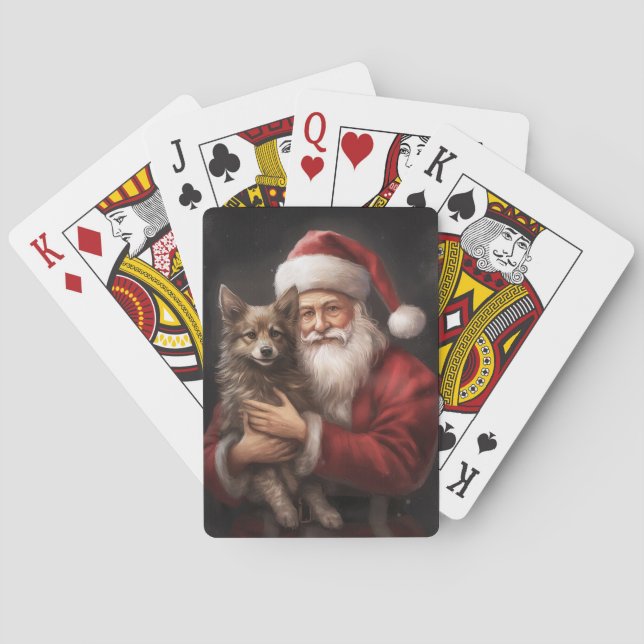 Australian Kelpie with Santa Claus Christmas Playing Cards (Back)
