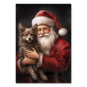 Australian Kelpie with Santa Claus Christmas Table Number