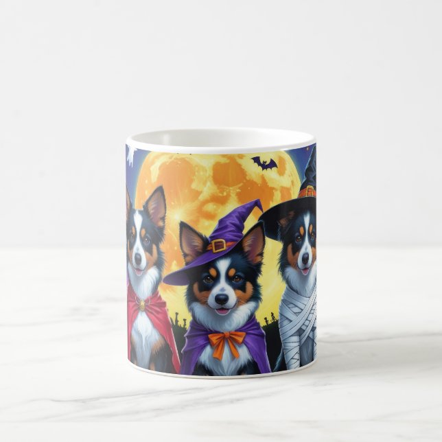 Australian Kelpies Dogs Pumpkin Halloween Funny Coffee Mug (Center)