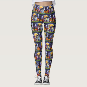 Australian Kelpies Dogs Pumpkin Halloween Funny Leggings
