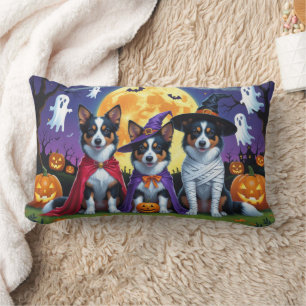 Australian Kelpies Dogs Pumpkin Halloween Funny Lumbar Pillow