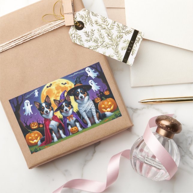 Australian Kelpies Dogs Pumpkin Halloween Funny Sticker (Gifting)