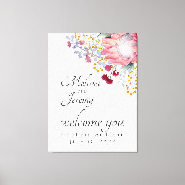 Australian King Protea Wedding Welcome Canvas Prin Print (Front)