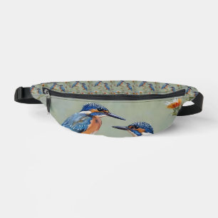 Australian Kingfisher Birds And Flowers Oil Paint, Fanny Pack