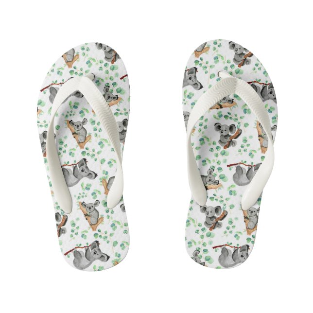 Australian Koala Bear Eucalyptus Tree Cute Kid's F Kid's Flip Flops (Footbed)