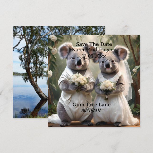 Australian Koala Bear White Wedding, (Front/Back)