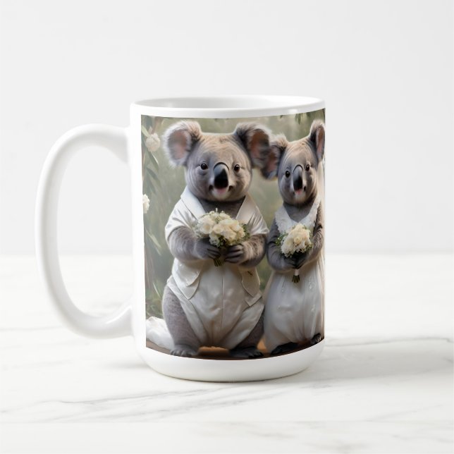Australian Koala Bear White Wedding, Coffee Mug (Left)