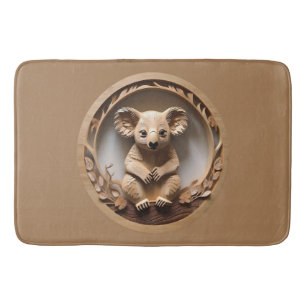 Australian Koala Bear Wood Carving,  Bath Mat