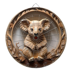 Australian Koala Bear Wood Carving, Dartboard