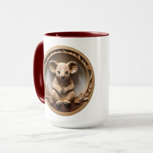 Australian Koala Bear Wood Carving, Mug