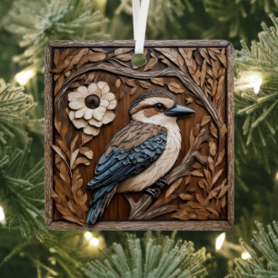 Australian Kookaburra Wood Art Print, Metal Ornament