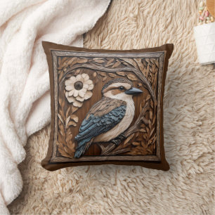 Australian Kookaburra Wood Art Print, Throw Pillow