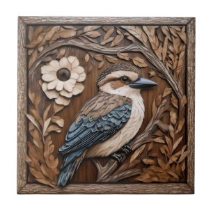 Australian Kookaburra Wood Art Print, Tile