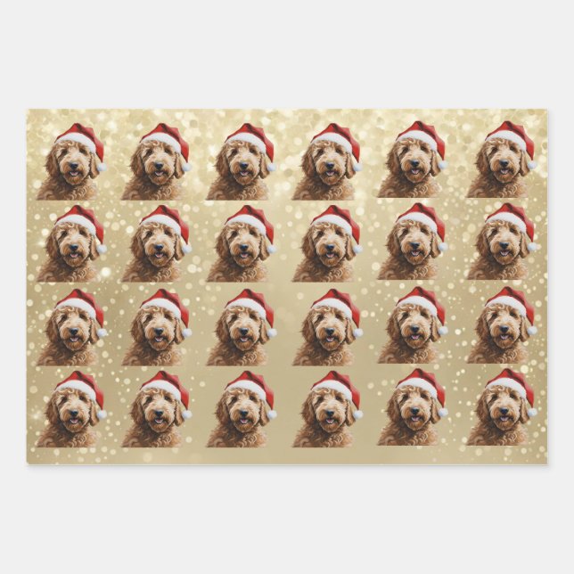 Australian Labradoodle 1 Holiday Edition Wrapping Paper Sheet (Front)